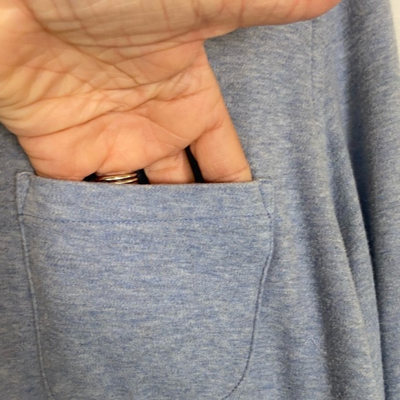 LL Bean Women's Pajama Top Size L Blue Cotton Knit Long Sleeves Button Front - Picture 2 of 8